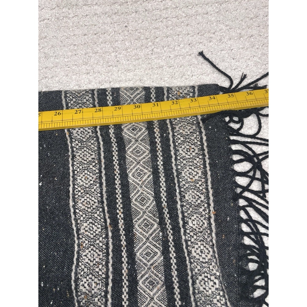 Vintage Karen Kane Long Skirt Wool Wrap Gray Stripe With Fringe And Belt Medium - Picture 5 of 9